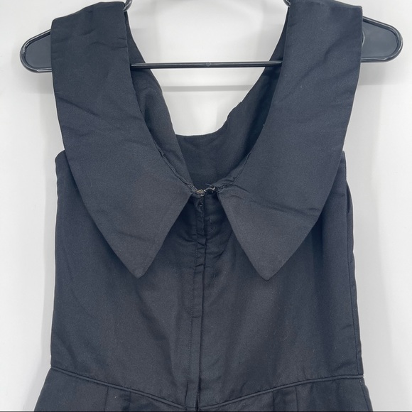 Vintage 1950's Black Sheath Dress with Embroidered Floral Hem - Picture 9 of 16